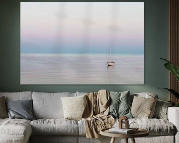 Pastel sunset with sailboat by Scheev fotografie: Wilma Sloot