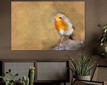 Sweet little robin (art, painting) by Art by Jeronimo