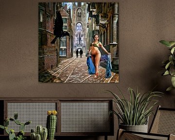 Mata Hari in a Cathedral street created with AI by Ruben van Gogh - smartphoneart