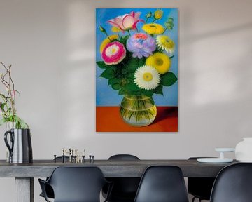 Bloemen in een vaasje, digital painting van Mariëlle Knops, Digital Art