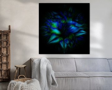 Flower of light. Abstract Geometric Fireworks. Blue star. by Dina Dankers