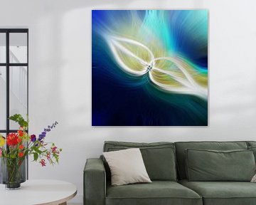 Flower of light. Abstract Geometric Fireworks. White glow. by Dina Dankers