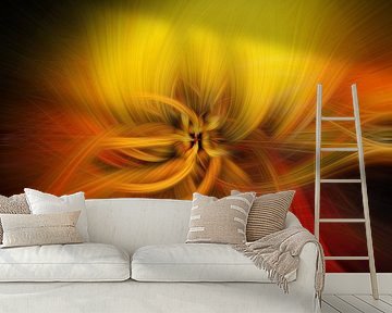 Bloem van licht. Abstract Geometrisch Vuurwerk. Gouden glans. van Dina Dankers