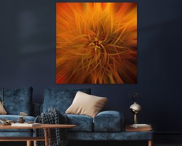 Flower of light. Abstract Geometric Fireworks. Orange glow. by Dina Dankers