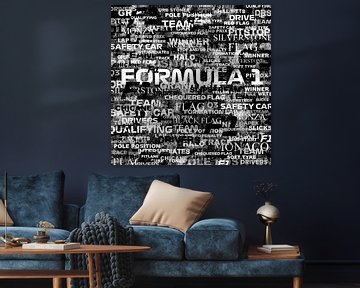 Word Wall Art Formel 1 Schwarz von WordWallArts by Monique