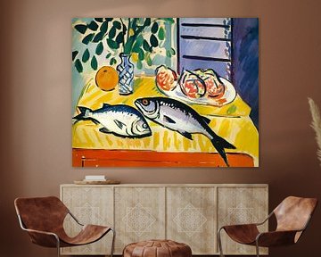 Colourful still life with two fish by Vlindertuin Art
