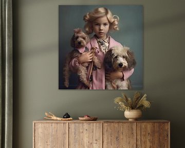 Fine art portret "Me and my dogs" van Carla Van Iersel