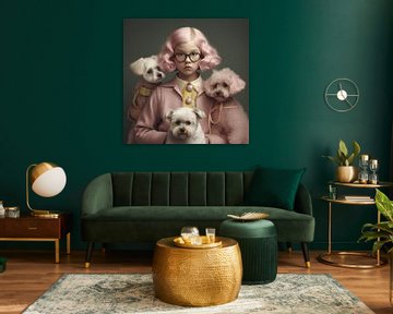 Fine art portret "Me and my dogs" van Carla Van Iersel