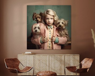 Fine art portret "Me and my dogs" van Carla Van Iersel