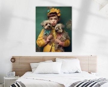 Kunstporträt "Ich und meine Hunde" von Carla Van Iersel