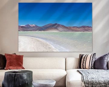 Chile altiplano Miscanti lagoon and Minique volcano by WorldWidePhotoWeb
