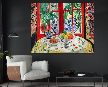 Table with fruit and view of the summer garden by Vlindertuin Art