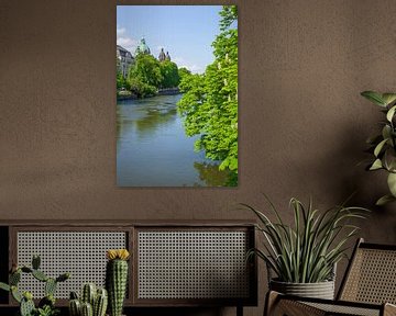 Église Saint-Luc sur le canal de l'Isar, Munich, Haute-Bavière, Bavière, Allemagne