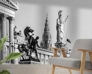 Parliament building and city hall in Vienna - Monochrome by Werner Dieterich