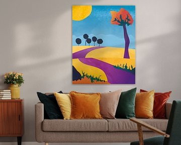 Five trees in a colorful landscape