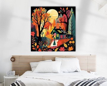 Meisje in bos, herfst stijl Mary Blair van Jan Bechtum