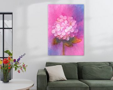Peinture à l'aquarelle d'une seule fleur d'hortensia sur Karen Kaspar