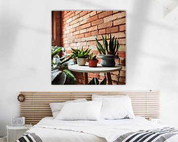 Stilleven kamerplanten in een appartement schilderij Illustratie