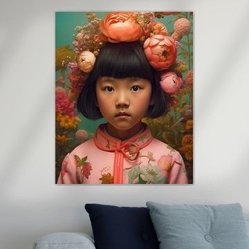 Kleurrijk fine art portret van een Aziatisch meisje van Carla Van Iersel