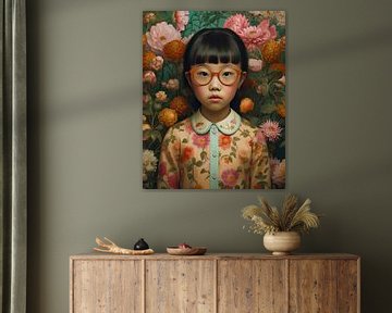 Portrait coloré d'une jeune fille asiatique sur Carla Van Iersel