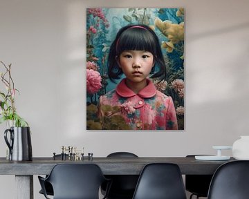 Buntes Kunstporträt eines asiatischen Mädchens von Carla Van Iersel