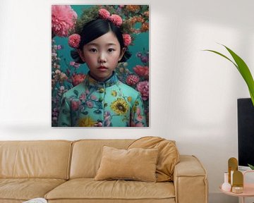 Kleurrijk fine art portret van een Aziatisch meisje van Carla Van Iersel