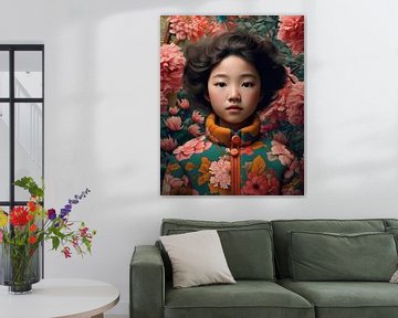 Portrait coloré d'une jeune fille asiatique sur Carla Van Iersel