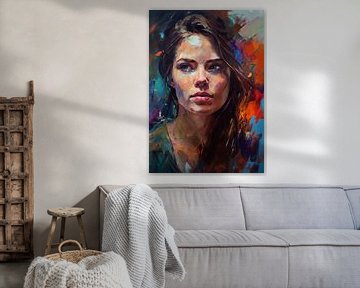 Vrouw, portret, olieverf, grove penseelstreken en paletmes van Jan Bechtum