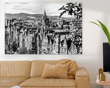 Edinburgh Oude Stad in Schotland - zwart-wit van Werner Dieterich