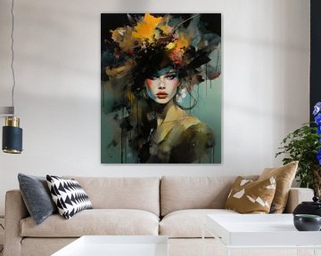 Kleurrijk en modern portret van Carla Van Iersel