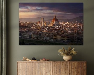 Florence, de prachtige Duomo bij zonsondergang. Italië van Stefano Orazzini