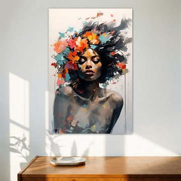 Bezaubernde afrikanische Frau mit Blumen von Steinfox Art