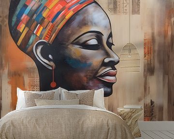 Afrikaanse vrouw met kleurrijke hoofdband van Dave