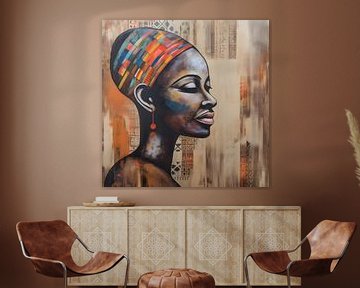 Afrikaanse vrouw met kleurrijke hoofdband van Dave