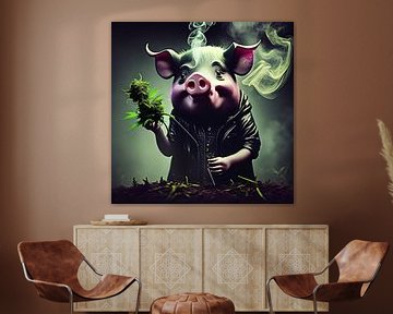 Happy pig smoking weed van renato daub