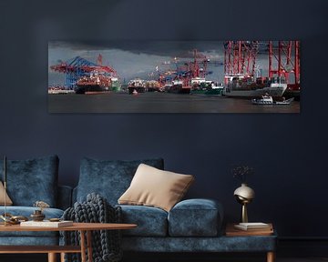 Container terminal in the Port of Hamburg in the oncoming bad weather by Jonas Weinitschke