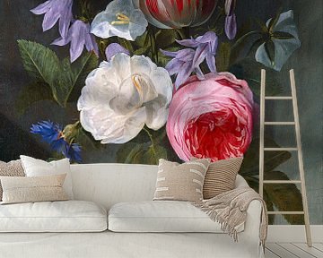 Rosen und Tulpen in einer Glasvase, Jan Philips van Thielen