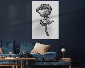 Grijze minimalistische rozen Popart van Rizky Dwi Aprianda