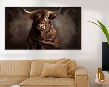 Scottish highlander cow portrait by Vlindertuin Art