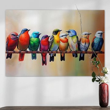 Birds on branch by Artsy