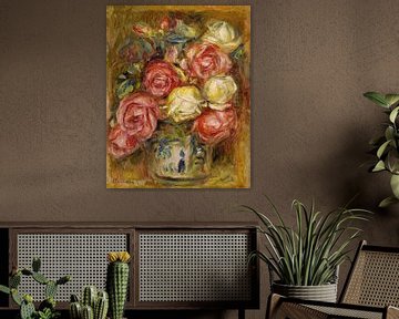 Roses in a decorated vase, Pierre-Auguste Renoir