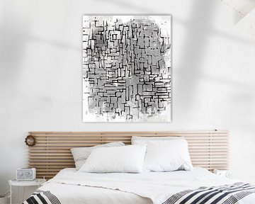 Grijs Abstract Geïnspireerd door Piet Mondriaan van FRESH Fine Art