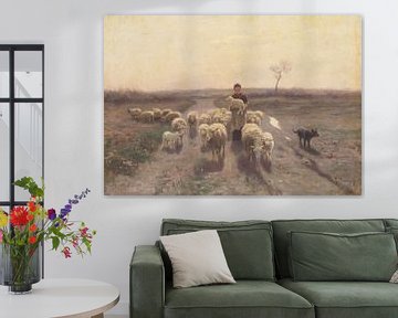 Une bergère et son troupeau, Anton Maue