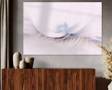 Swirl blauw, beige, softtones (abstract) van Art by Jeronimo