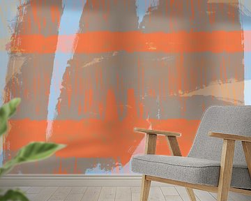 Traumland. Landschaft in Pastelltönen. Moderne abstrakte Kunst in Orange und Blau von Dina Dankers