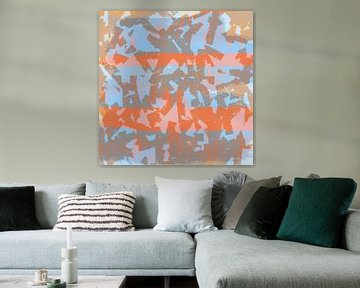 Dreamland. Landscape in Pastel Hues. Modern abstract art in blue, beige, orange by Dina Dankers