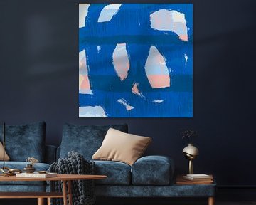 Dromerig landschap in pastelkleuren. Moderne abstracte kunst in blauw van Dina Dankers