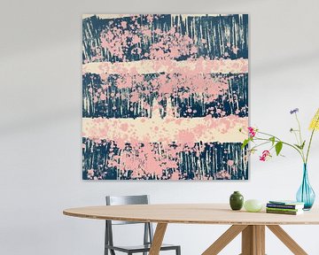 Dreamy Landscape in Pastel Colors. Modern abstract art in pink and dark blue by Dina Dankers