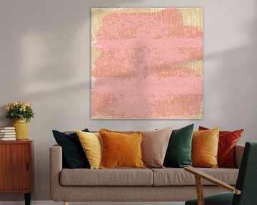 Dromerig landschap in pastelkleuren. Moderne abstracte kunst in roze en beige van Dina Dankers