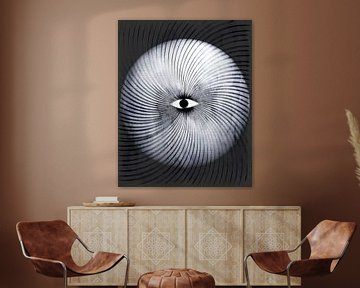 Mond Geometrie Retro Art Deco Surrealismus SW von FRESH Fine Art